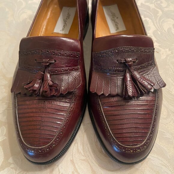 Mezlan Men’s Burgundy Leather Dress Shoes (Loafers) - SZ 9 Wide - Picture 3 of 7